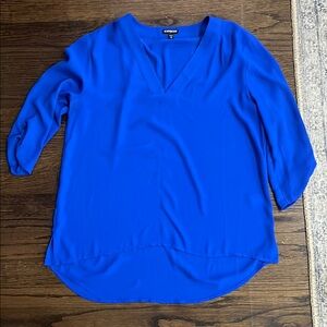 Express Women's Blue V-Neck Top